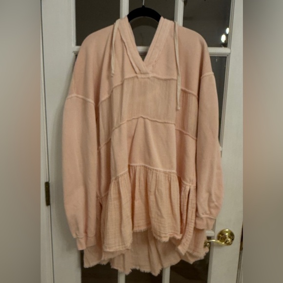 Free People Tops - FREE PEOPLE Women's Light Pink Sail Away Tunic Hoodie Size L